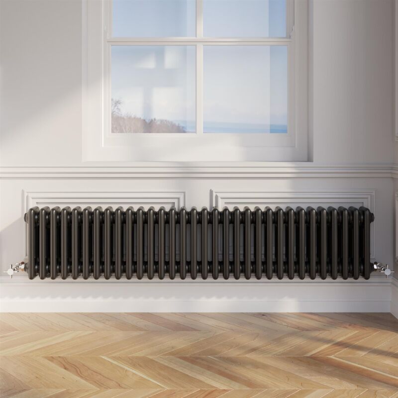 Duratherm - Traditional Black Collosseum Column Radiators Vertical Horizontal 300 x 1460mm Triple Column Horizontal