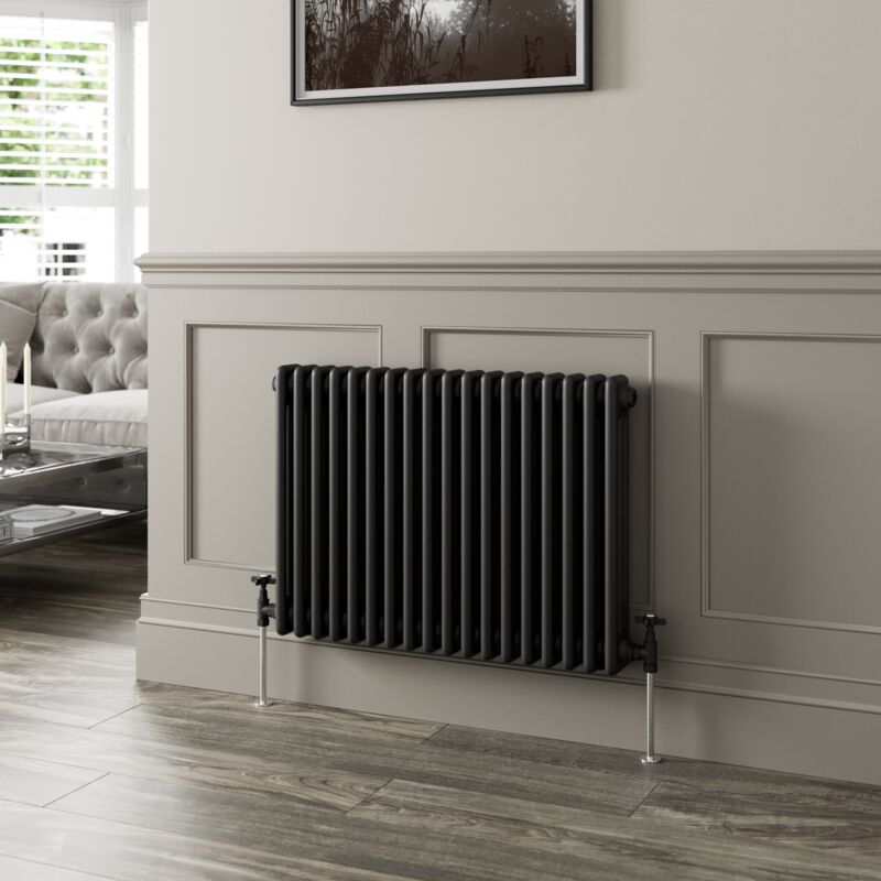 Traditional Black Collosseum Column Radiators Vertical Horizontal 300 x 830mm Triple Column Horizontal