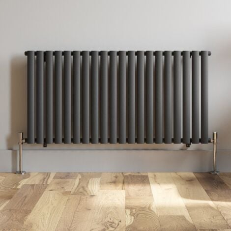 600x1200mm Anthracite Designer Radiator Horizontal Oval Column Single Panel Rad