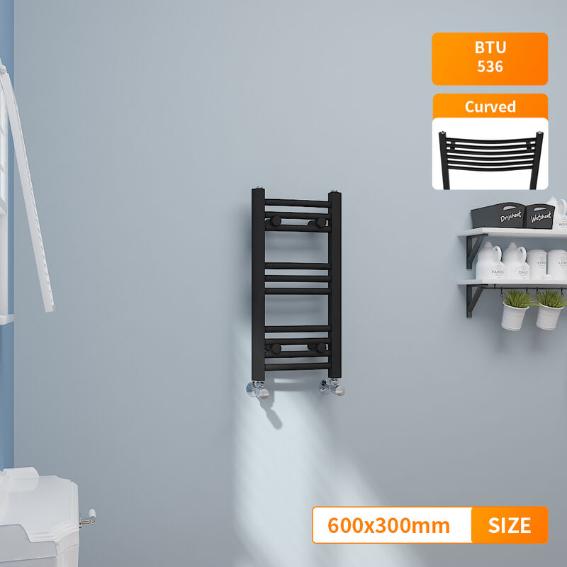 Image of 600x300mm Modern Curved Heated Towel Rail&hellip;