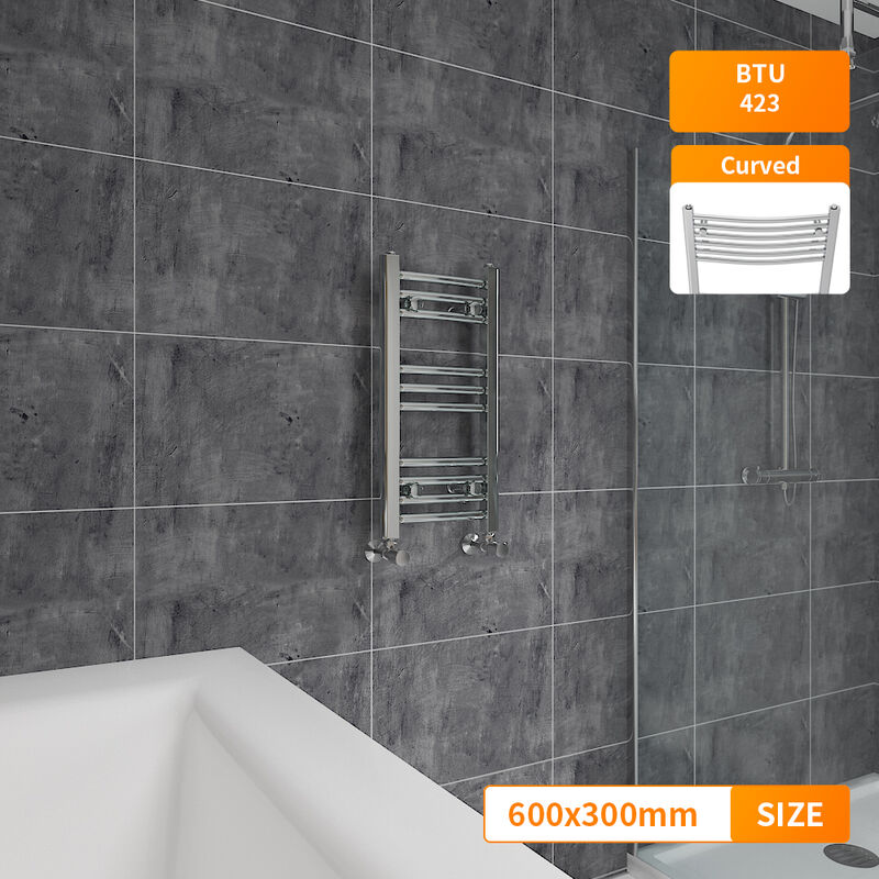Image of 600x300mm Modern Curved Heated Towel Rail&hellip;