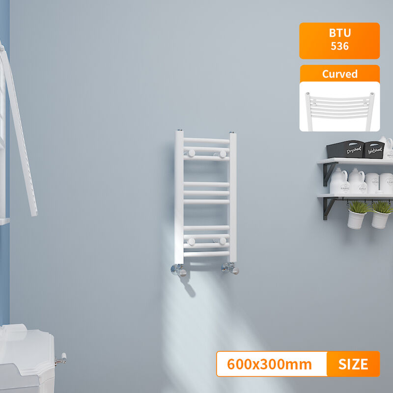 Image of 600x300mm Modern Curved Heated Towel Rail&hellip;