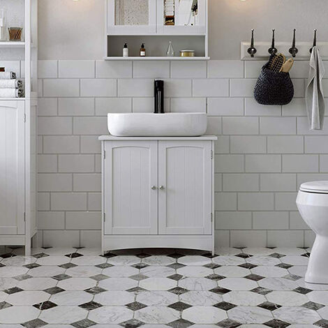 603060 CM Meuble Sous Lavabo/Meuble Salle de Bain/Meuble Sous Vasque avec 2 Portes - BLANC