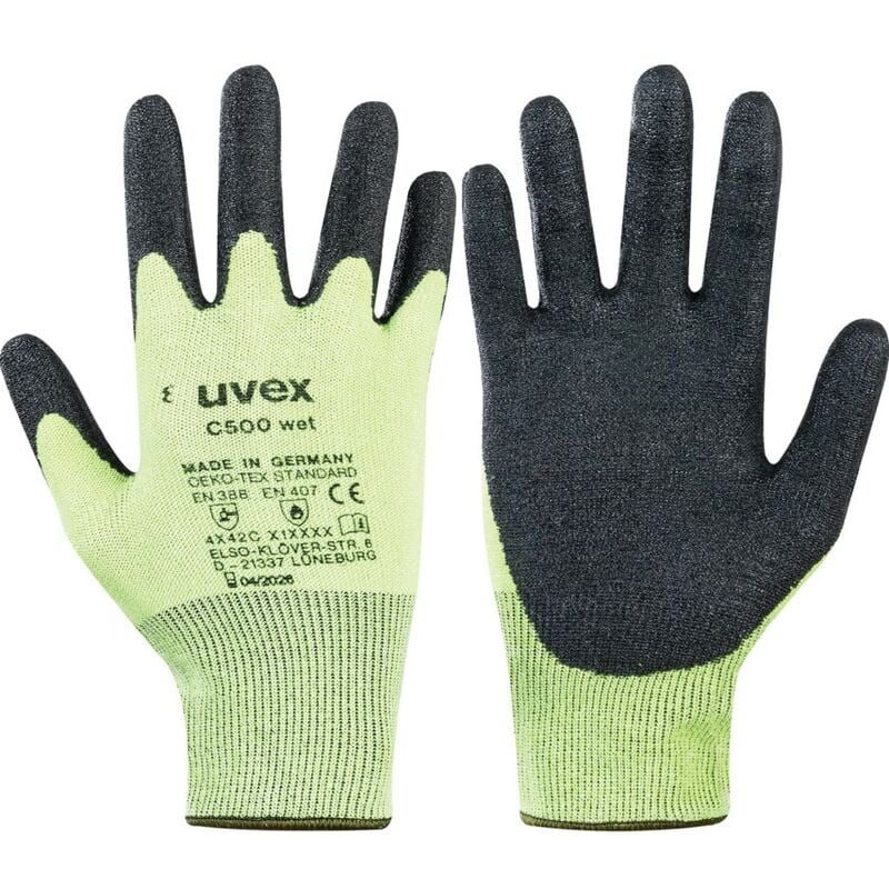Cut Resistant Gloves, HPE Coated, Lime/Anthracite, Size 9 - Uvex