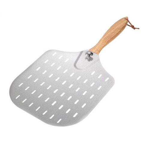 (60,5 x 30,3 x 1,6 cm) Pala de pizza perforada, pala de pizza de acero inoxidable, pala de pizza con mango extraíble, duradera y ligera
