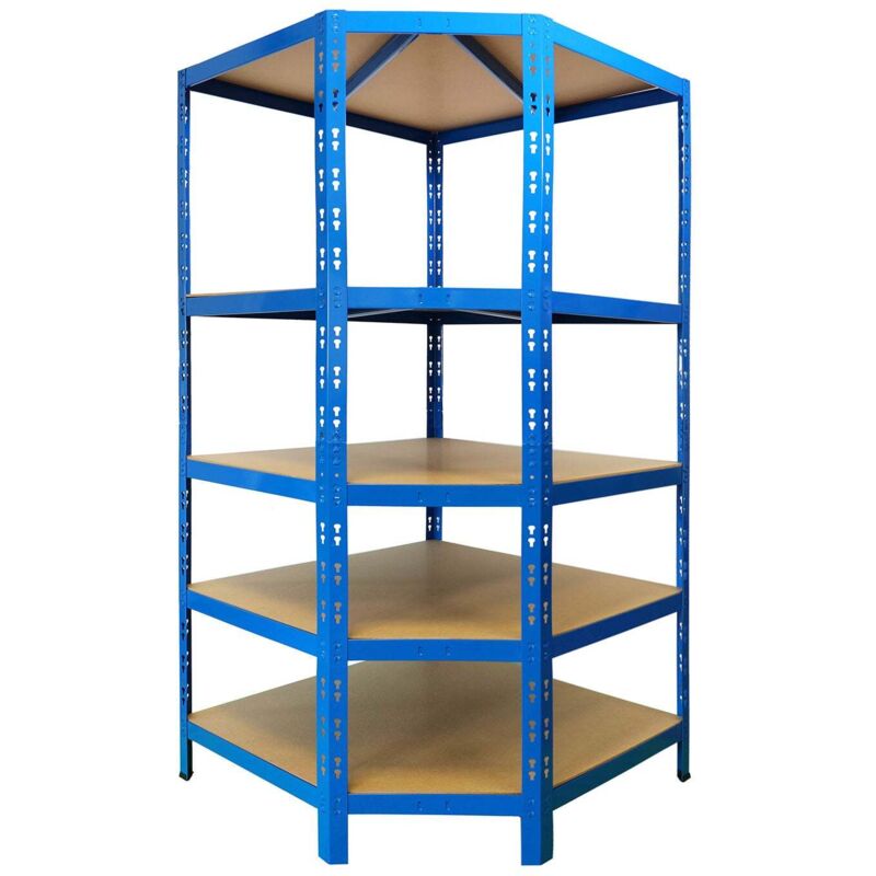 Étagère d'angle charge lourde, Bleu, 5 Étages, 180 x 90 x 42 x 60 cm Charge Max : 875 kg