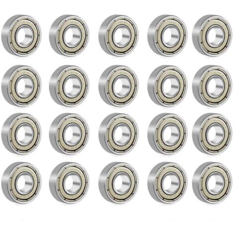 608 Cuscinetti a sfera ZZ in metallo a doppia schermatura per pattini a rotelle, skateboard, longboard, waveboard, 8x22x7 mm, 20 pezzi.