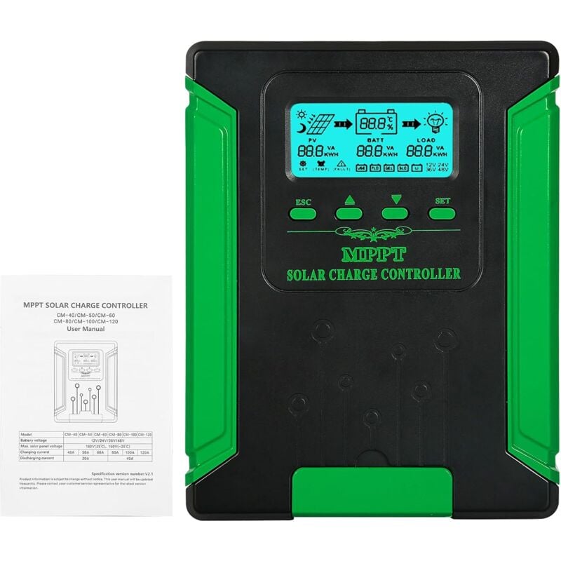 60A Controleur de Charge Solaire MPPT Regulateur Panneau Solaire 12V 24V 36V 48V Auto 180VDC Régulateur de Panneau Solaire PV