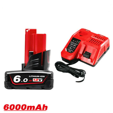 VANON 6.0Ah for Milwaukee M12 M12B6 12V Li-Ion XC High Capacity Battery and Charger