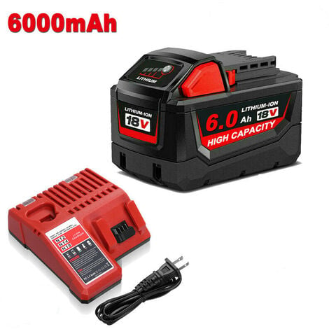 VANON 6.0Ah For Milwaukee M18 M18B6 18V Li-Ion XC High Capacity Battery and Charger