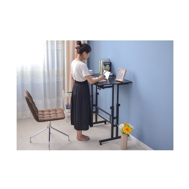 Treetalk - 60cm Adjustable Height Stand Up Laptop Desk Computer Standing Desk with Rollers (white maple)