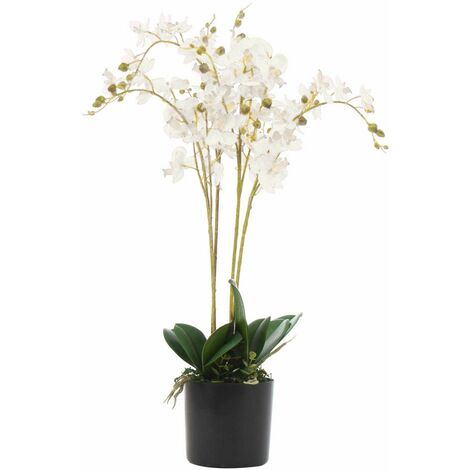 60cm Artificial Luxury Orchid - Triple Stem - White Realistic Plant