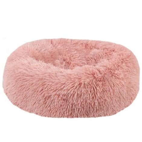 60cm Couchage Panier Chien Chat Corbeille, Coussin Rond Hiver Chaud en Peluche Lit Animal （Rose）