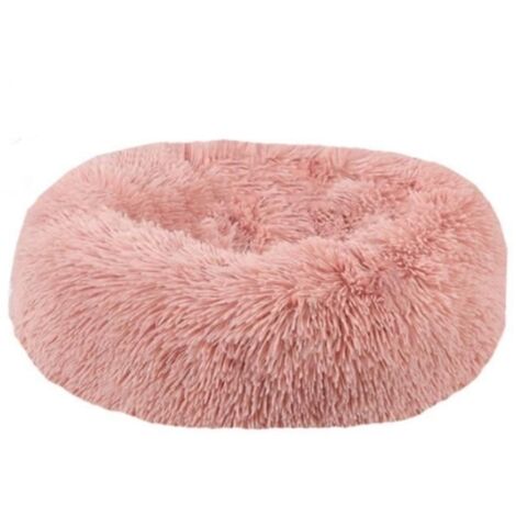 60cm Couchage Panier Chien Chat Corbeille, Rond Hiver Chaud en Peluche Lit Animal （Rose）