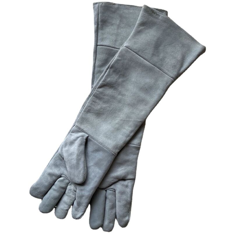 60cm cuir de vache allongé gants à double couche, anti - morsure anti - grippage protection de la main - d'œuvre