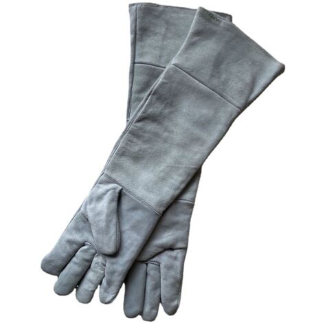 60cm cuir de vache allongé gants à double couche, anti - morsure anti - grippage protection de la main - d'œuvre