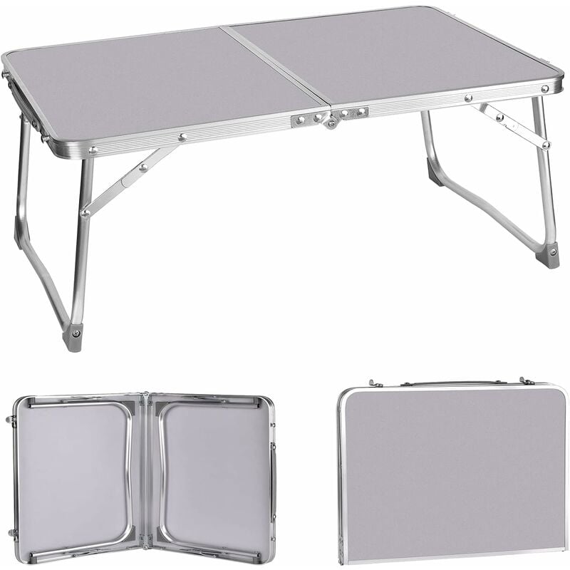 Image of 60cm Folding Table,Portable Foldable Small Table with Carrying Handle, Withe Square, Camping Picnic Small Table, Fold Up Computer Table, Lightweight