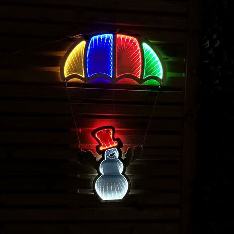 60cm Infinity Light up Hanging Parachute Snowman Christmas Decoration with Multi-Coloured LEDs