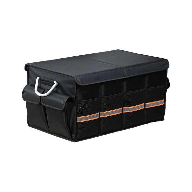 60cm Large 66L Pliable Gestionnaire Coffre Voiture & Couvercle, Gestionnaire Rangement, Poignée Aluminium, Bandes Réfléchissantes,
