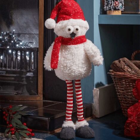 60cm Large Standing Plush Christmas Goggle Owl with Santa Hat