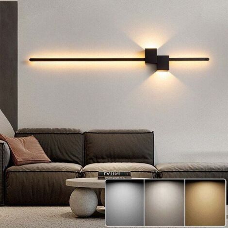 60cm LED wall light, creative bedside lamp, decorative indoor lighting, 3 adjustable color temperatures, black