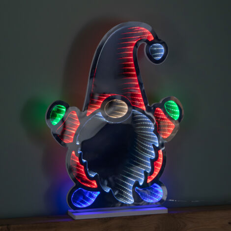 60cm Light up Christmas Gnome Infinity Light Decoration with Multi-Coloured LEDs