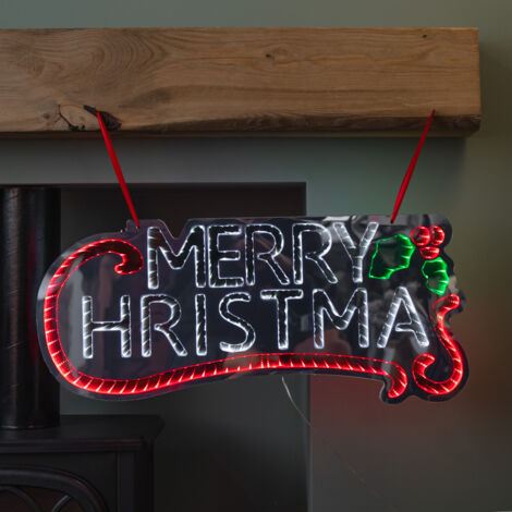 60cm Light up Hanging Merry Christmas Infinity Mirror Decoration with LEDs