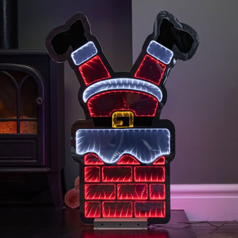 60cm Light up Santa's Leg in Chimney Christmas Infinity Decoration with LEDs