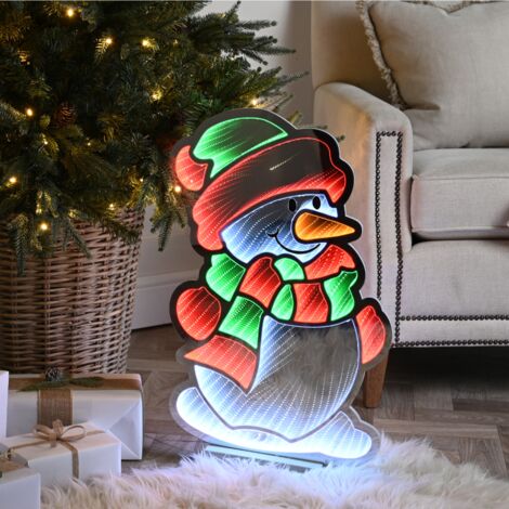 60cm Light up Snowman Infinity Christmas Decoration with Red, White and Green LEDs