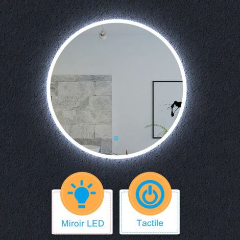 60cm Miroir rond salle de bain anti-buée LED