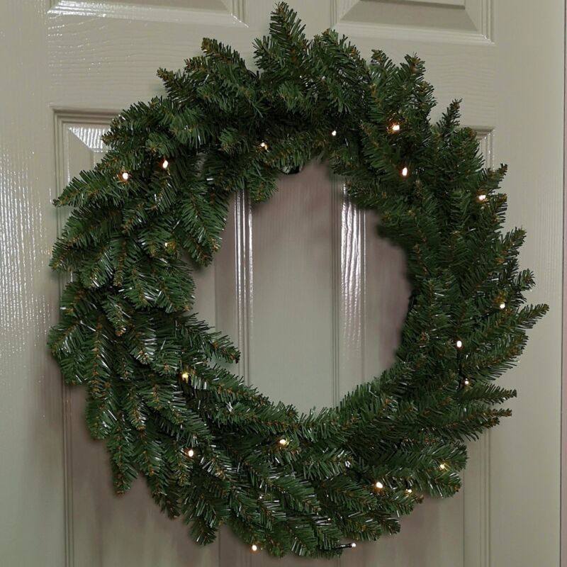 Image of 60cm Plain Green Christmas Wreath with&hellip;
