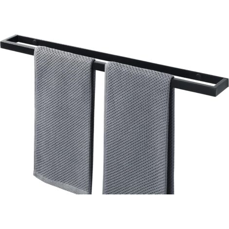 60CM Porte Serviette Salle de Bain, Support Serviette Mural en Acier Inoxydable pour Cuisine Lavabo Toilette, Montage à Vis, Noir Mat, EGJF060-B