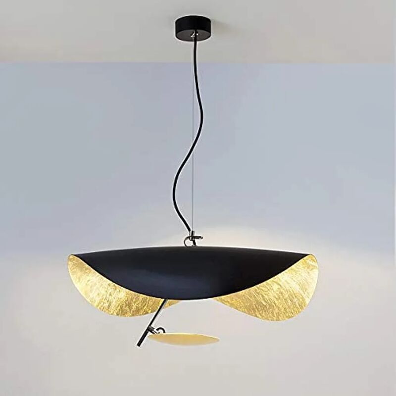 60CM Suspension Lustre Moderne Lampes Suspendues Lampe Industrielle pour Cuisine Salon Salle À Manger Bar Noir Or
