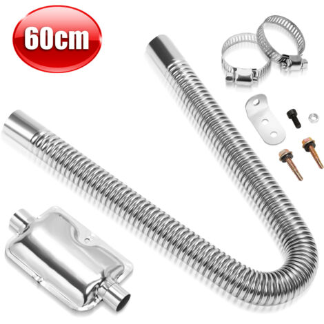 60cm tuyau d'échappement 25mm pinces en acier inoxydable ensemble diesel chauffage de stationnement tuyau d'échappement+silencieux