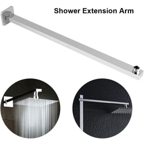 60cm Wall-Mounted Shower Arm, Fixed Shower Extension Arm with Rain Shower Head