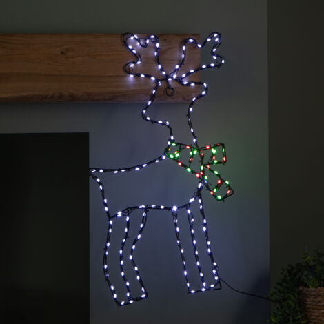 60cm x 33cm Light up FlexiBrights Reindeer Snowman with 164 Multi-Coloured LEDs