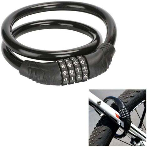 (60cm)Serrure à code à quatre chiffres pour vélo, antivol portable pour VTT, pour vélo, scooter électrique, vélo, remorque de remorquage