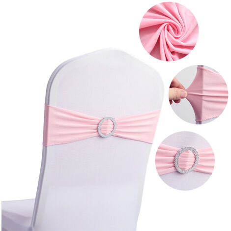 60er-Pack Stretch-Spandex-Schärpen mit Schiebeschnalle für Hochzeiten, Spandex-Stuhlhussenbänder für Klappstühle, Bankettdekorationen, Pink