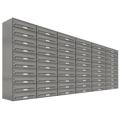 60er Premium Briefkasten Aluminiumgrau RAL Farbe 9007 für Außen Wand Postkasten