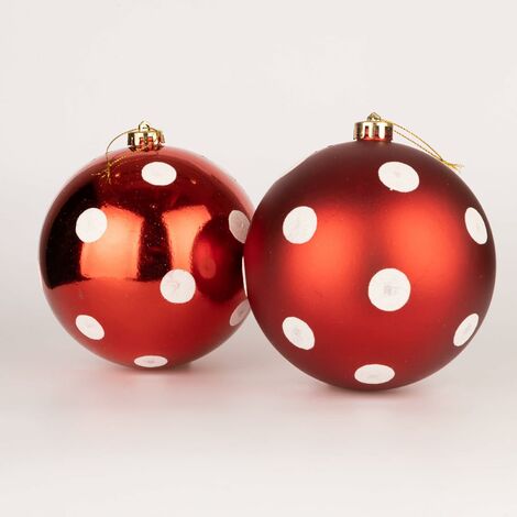 60mm/18Pcs Christmas Baubles Shatterproof Red White Polka Dots,Tree Décor