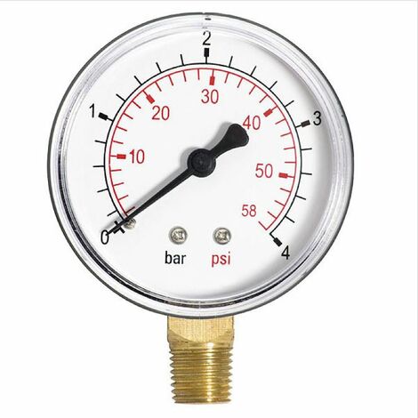 60mm 6 BAR Manomètre Eau 1/4Arrière Entrée