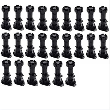 (60mm-80mm)24 Pieces Plastic Cabinet Legs,Furniture Leg,Adjustable Furniture Leg,Black Plastic Furniture Legs with Clip Base Fixing for Kitchen Furniture,Cabinet and Sofa