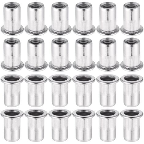 60Pcs 304 Stainless Steel M8 Rivet Nut Flat Head Blind Rivet Nut Threaded Rivet Nut for Threaded Insert Clamp