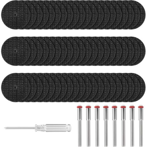 60PCS 32mm Mini Disque Diamant à Tronçonner, Disques de Coupe pour Dremel, HSS en Résine Lame Scie Circulaire avec 8 Mandrins SC et 1 Tournevis pour Couper Bois, Métal, Plastique, Pierre