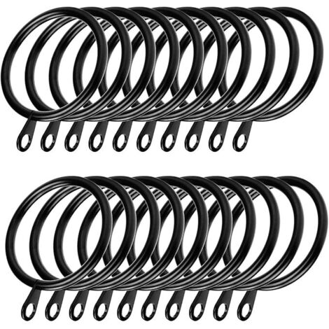 60pcs Anneaux de Rideau Anneaux Suspendus avec Oeil Fixe pour Rideaux et Tringles (Noir)