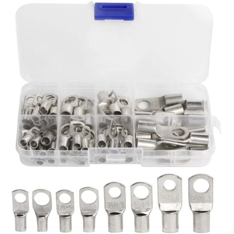 SOEKAVIA 60pcs cosses de fil électrique à trou de boulon en cuivre étamé cosses à sertir / à souder SC pour 6m × 8m × 10m × 16m × 25m × câble