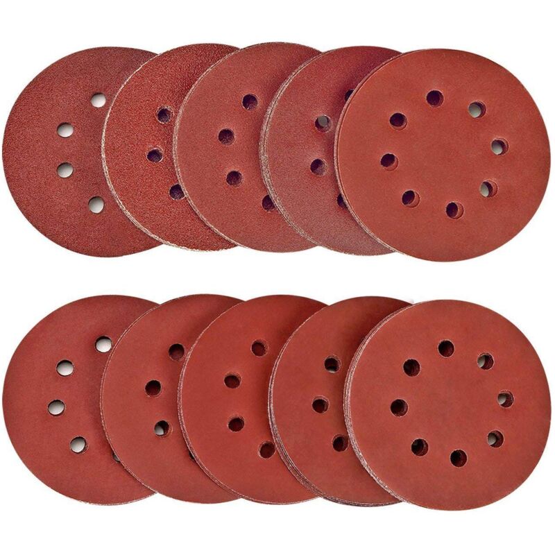 60PCS Disque de Ponçage 125mm Grain 320, Disques a Poncer Papier Abrasifs 8 Trous Idéal pour Poncer/Polir