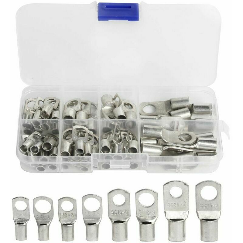 Benobby Kids - 60pcs Electrical Lugs Tinned Copper Bolt Hole Crimp/Solder sc Connector for 6m Cable