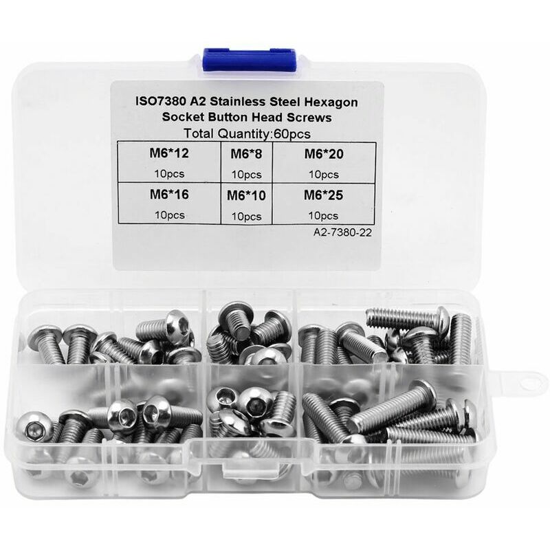 60PCS M6 Viti a testa bombata Bullone a testa