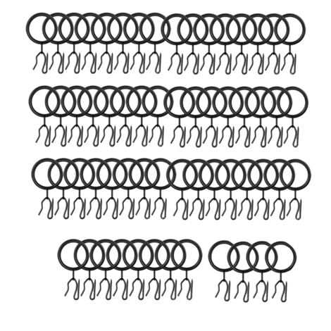 60Pcs Metal Curtain Rings and 60 Pcs Drapery Pin Hooks,30mm Internal Diameter for Window, Shower